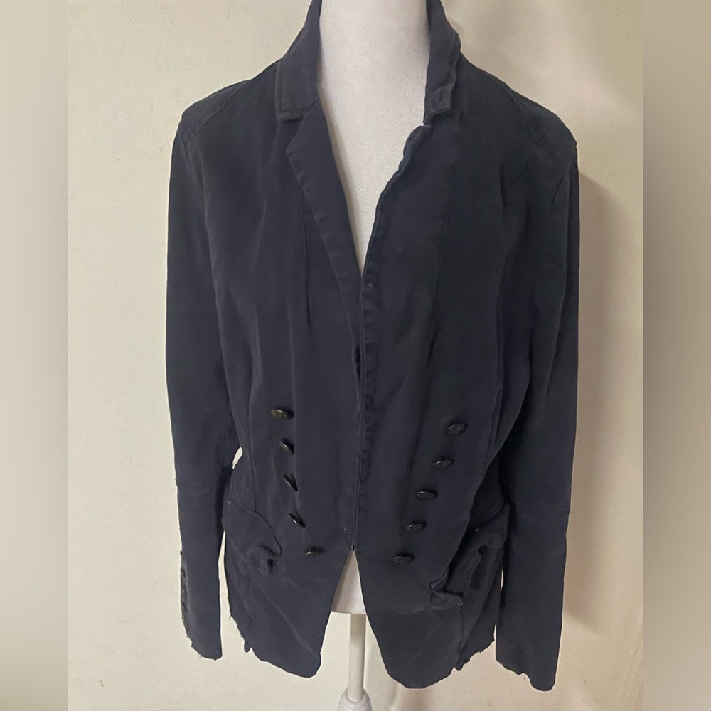 Free people Navy Double-Breasted Blazer Jacket
